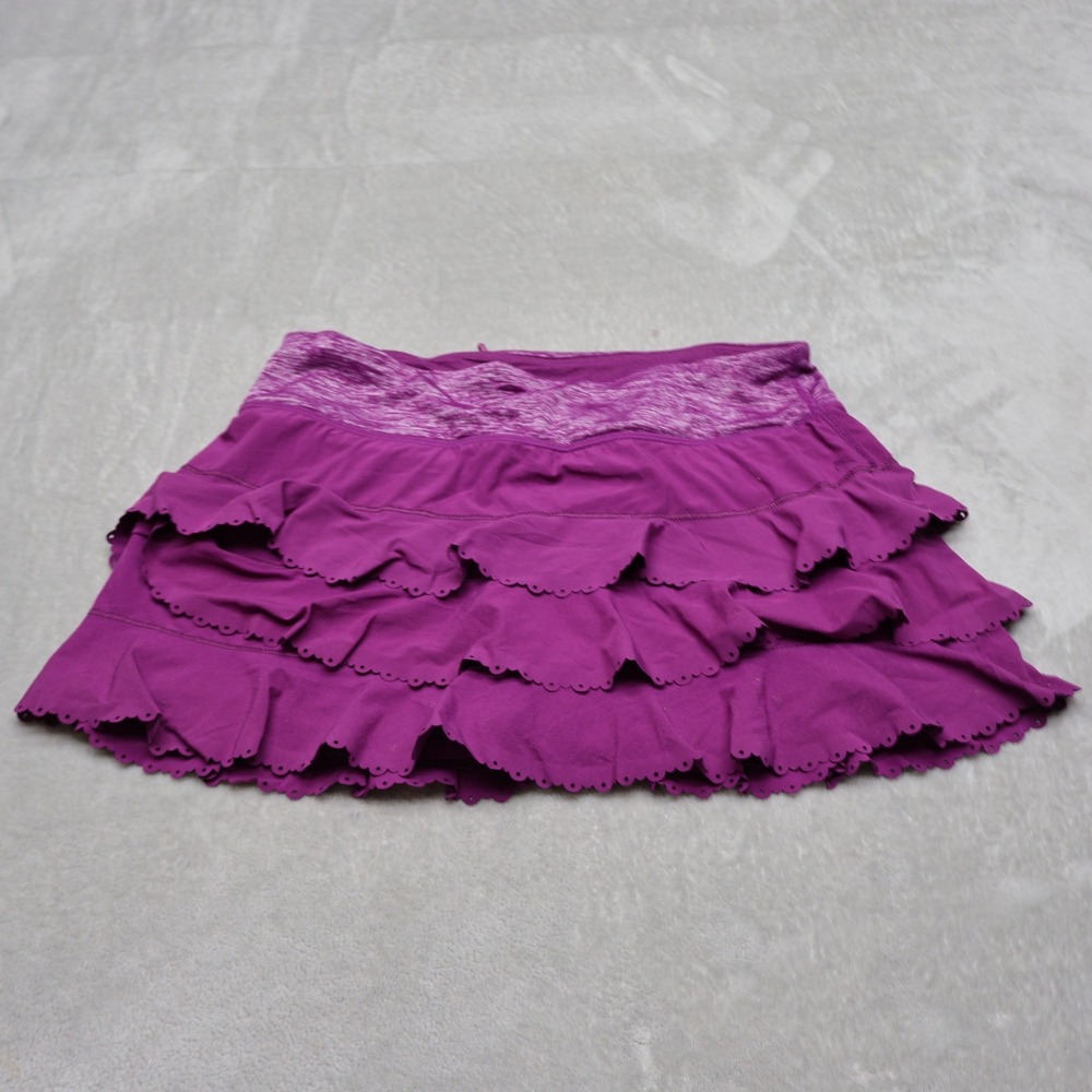 Lululemon Ruffle Skort Womens 4 Purple Scalloped Layered Athletic Tennis Skirt
